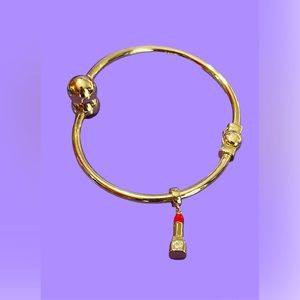 DBW Jewelry - Polished Bangle Bracelet with Lipstick Charm - Gold NWT MSRP $78